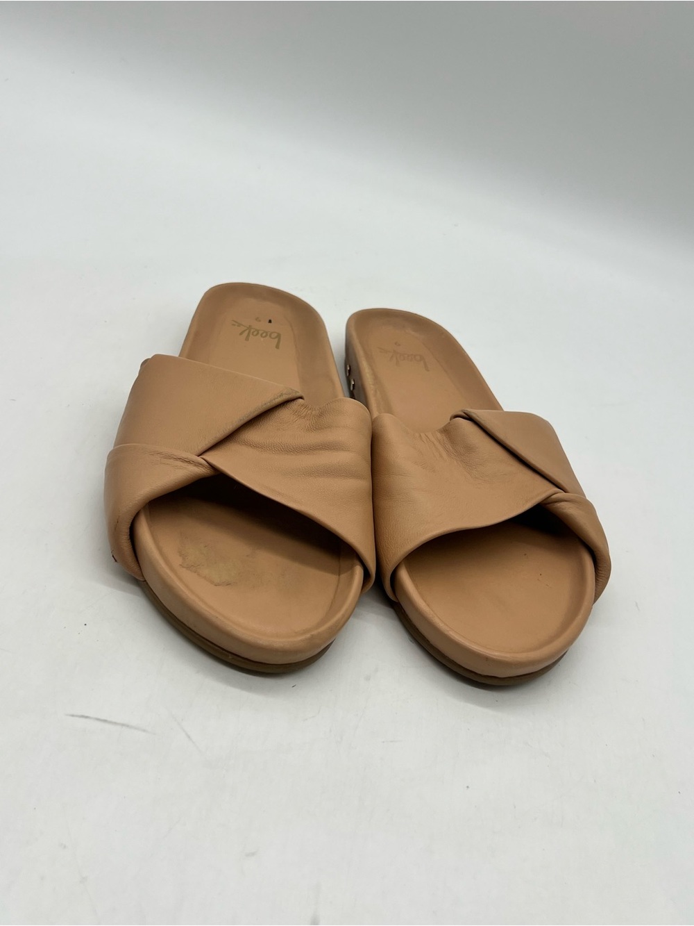 Beek Tori Crossband Women’s Size 9 Tan Leather Slide Beach Sandals Shoes